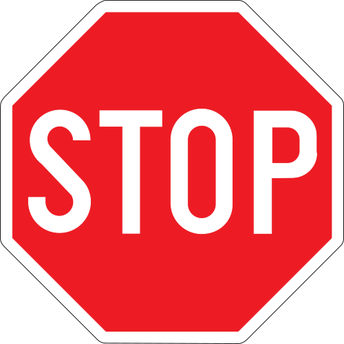 Panneau belge B5 : STOP, octogone rouge et blanc, arrêt obligatoire et céder le passage