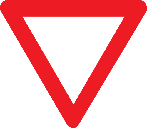 Panneau B1 : triangle pointe en bas à bord rouge, signal « Céder le passage »