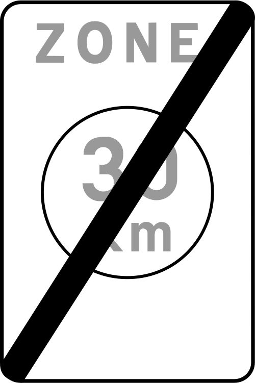 Panneau routier belge F4b, fin de zone 30