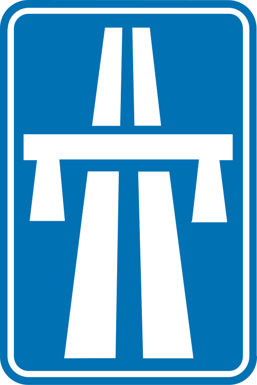 Panneau routier belge F5 : rectangle bleu, début d'autoroute